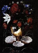 Juan de  Espinosa Still-Life with Shell Fountain and Flowers painting